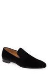 Christian Louboutin Grosgrain-trimmed Velvet Loafers In Black