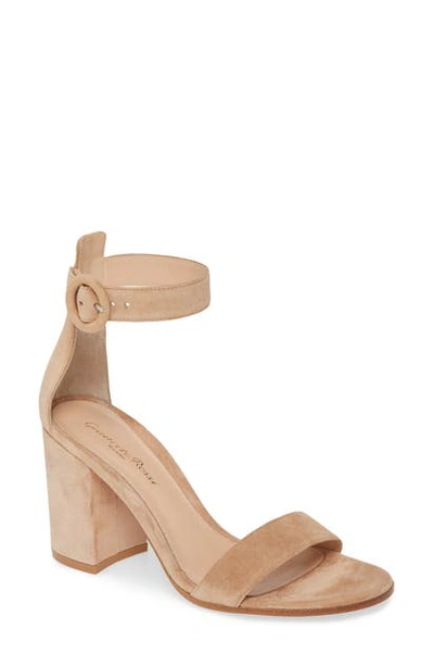 Gianvito Rossi Block Heel Sandal In Sahara Suede