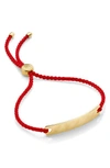 Monica Vinader Engravable Havana Mini Friendship Bracelet In Gold/ Coral