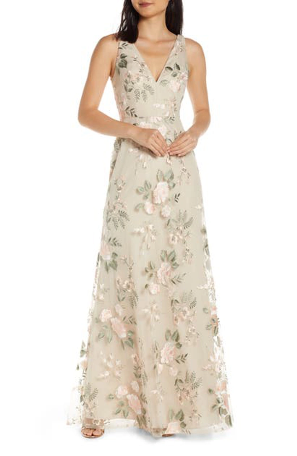 jenny yoo tatum bridesmaid dress Floral Embroidered Tulle Evening In Blush Sand Dune Joia Miami Beach Dress it-girl size:Custom Stitched The Bryce Print dress
