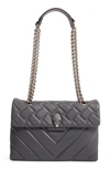 Kurt Geiger Kensington X Quilted Leather Shoulder Bag In Grey