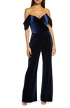 TADASHI SHOJI OFF THE SHOULDER VELVET JUMPSUIT,BAL19917Y