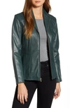 Cole Haan Wing Collar Leather Jacket In Emerald