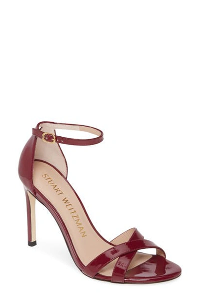 Stuart Weitzman Nudistsong Ankle Strap Sandal In Cranberry