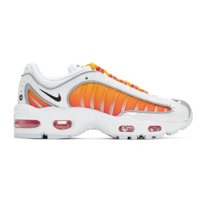 Nike White & Orange Air Max Tailwind Iv Nrg Sneakers In White,university Gold,habanero Red,black