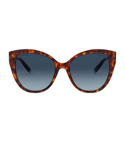 Tiffany & Co Tortoiseshell T True Cat Eye Sunglasses In Havana/polar Azure Gradient Blue