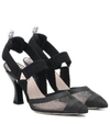 Fendi Black Colibrì 85 Slingback Heels In Black