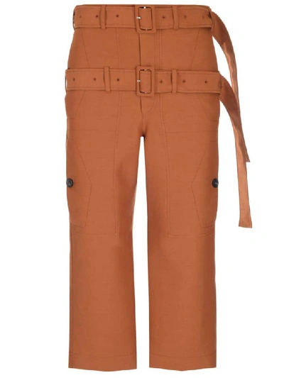 Lanvin Double Belt Cropped Pants In Orange