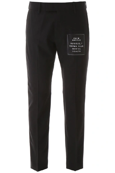 Palm Angels Logo Patch Pants In Black
