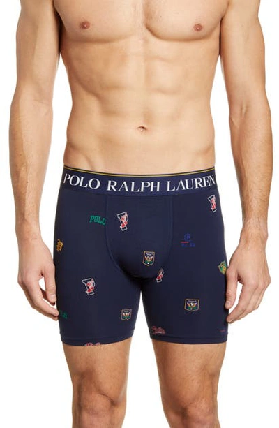 Polo Ralph Lauren Cotton Stretch Boxer Briefs In Navy Blue