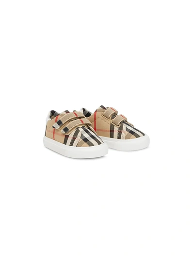 Burberry Babies' Vintage Check Low-top Trainers In Beige