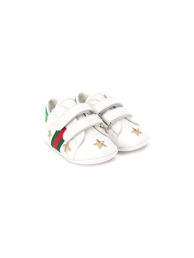 Gucci Babies' Bee And Star Embroidered Trainers In White