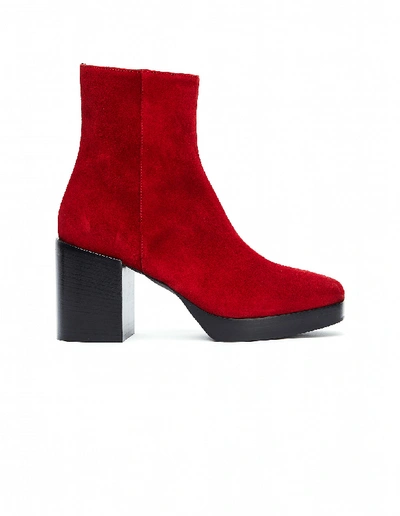 A.f.vandevorst Red Suede Round Toe Ankle Boots