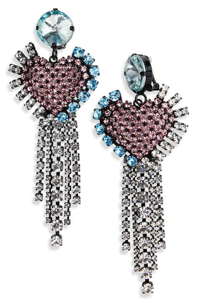 Ashley Williams Heartfall Earrings In Pink/ Blue/ Clear