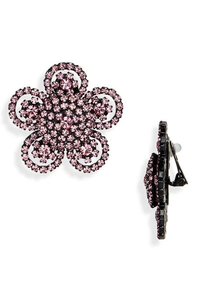 Ashley Williams Bloom Crystal Clip-on Earrings In Pink