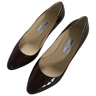 Pre-owned Jimmy Choo Patent Leather Heels In Burgundy