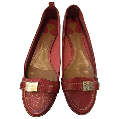 Pre-owned Chloé Leather Flats In Red