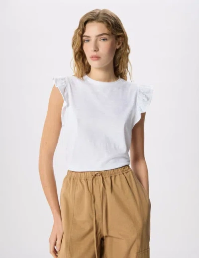 22454328 Frill Sleeve Broderie Top In White