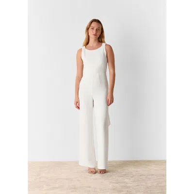 22454328 Tie Back Wide Leg Bridal Jumpsuit In White
