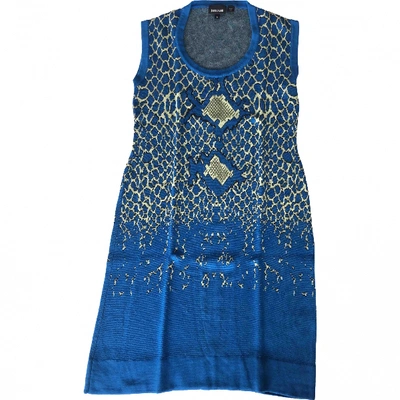 Pre-owned Just Cavalli Mini Dress In Turquoise