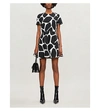 VALENTINO Giraffe-print wool and silk-blend mini dress