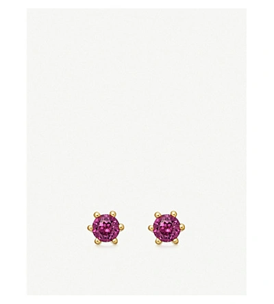 Astley Clarke Linia 18ct Gold-plated Silver And Rhodolite Stud Earrings