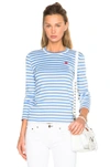 COMME DES GARÇONS PLAY STRIPED SMALL EMBLEM TEE,CDES-WS20