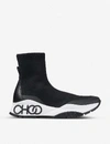 Jimmy Choo Raine Sock/f Stretch-knit High-top Trainers In Black