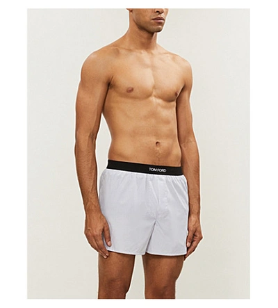 Tom Ford Logo-print Cotton Boxers In Light Grey