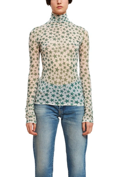 Acne Studios Opening Ceremony Denise Stars Print Turtleneck In Spearmint Green