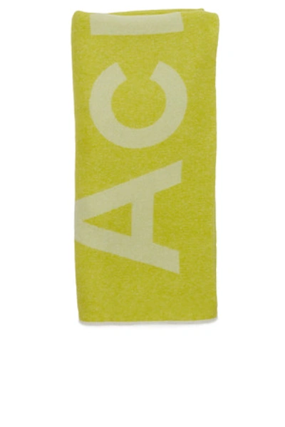 Acne Studios Opening Ceremony Toronty Logo Scarf In Lime Green/fluo Yell