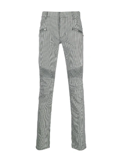 Balmain Houndstooth Print Trousers In 黑色