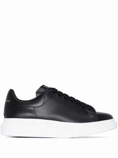 Alexander Mcqueen Black Sneakers With Embossed Logo On Tonal Stitching In Leather Man