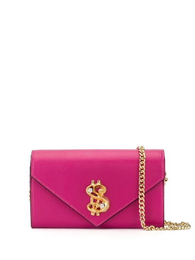 Moschino Dollar Sign Wallet On Chain In 粉色
