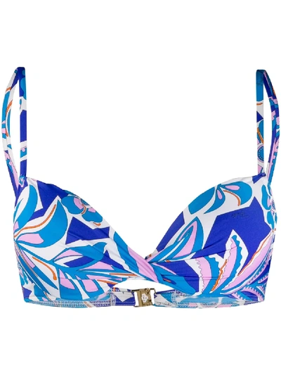 Emilio Pucci Printed Bikini Top In Blue