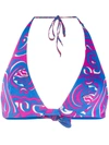Emilio Pucci Printed Bikini Top In Blue