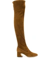 Alberta Ferretti Stretch-suede Over-the-knee Boots In Brown