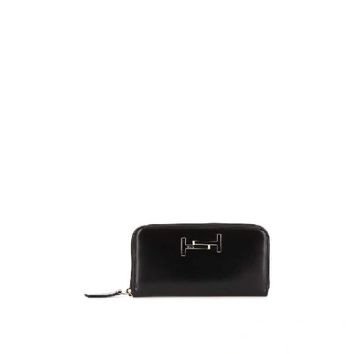 Tod's Double T Black Leather Wallet
