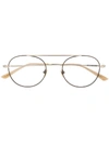 Calvin Klein Pilot-frame Glasses In Metallic