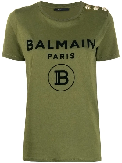 Balmain T-shirt Mit Logo-print In 绿色