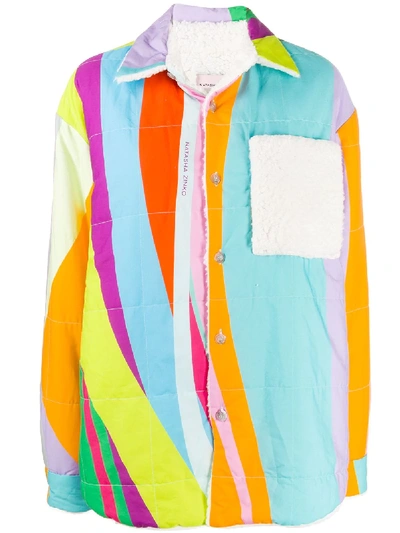 Natasha Zinko Printed Teddy-lined Jacket In Blue