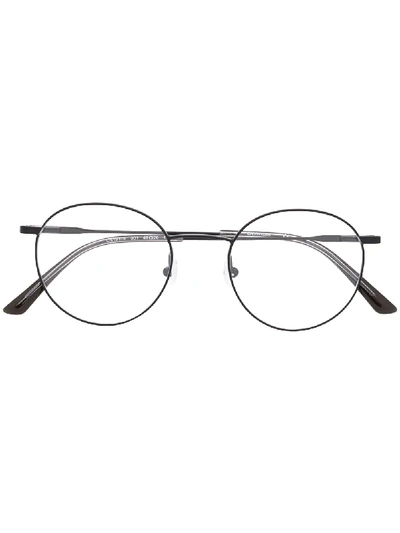Calvin Klein Round Frame Glasses In 黑色