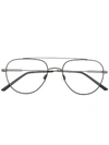 Calvin Klein Matte Finish Pilot-frame Glasses In Black