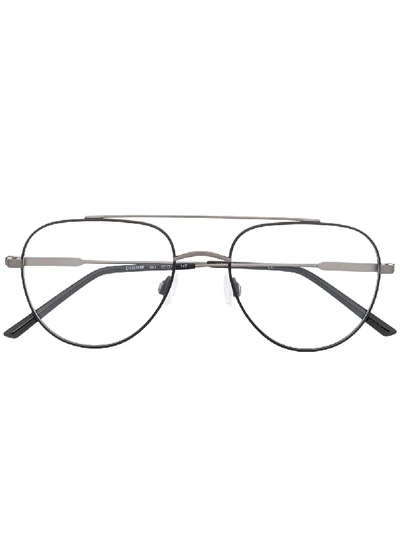 Calvin Klein Matte Finish Pilot-frame Glasses In Black