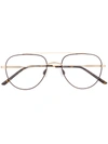 Calvin Klein Tortoiseshell Pilot-frame Glasses In Gold