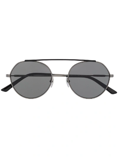 Calvin Klein Two-tone Round Frame Sunglasses In 黑色