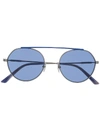 Calvin Klein Two Tone Round Frame Sunglasses In Blue