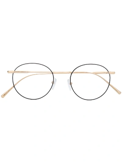 Calvin Klein Two-tone Round Frame Glasses In Gold