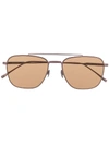 Lacoste Square Tinted Sunglasses In Metallic