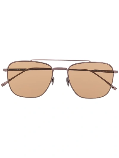 Lacoste Square Tinted Sunglasses In Metallic